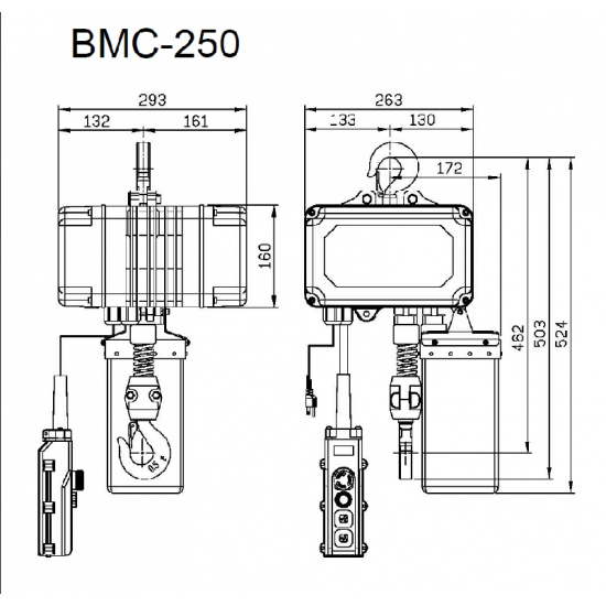COME UP BMC-250 | Single Phase Chain Hoist Brushless | 250 kg - Kapountalis