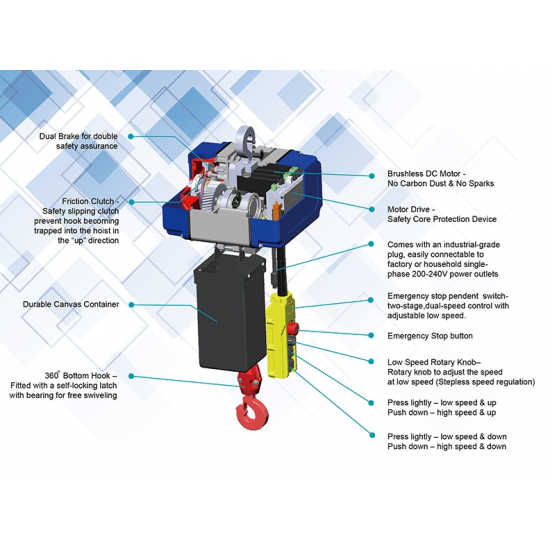 COME UP BMC-500 | Single Phase Chain Hoist Brushless | 500 kg - Kapountalis