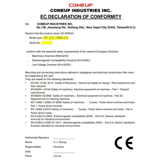 COME UP CWG-30151 | Three-phase wire rope hoist | 500 kg COME UP CWG-30151 | Three-phase wire rope hoist | 500 kg - Kapountalis