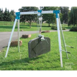 Stationary gantry crane "Alu-Ruck-Zuck" -500 kg load capacity, 2000 mm clear width