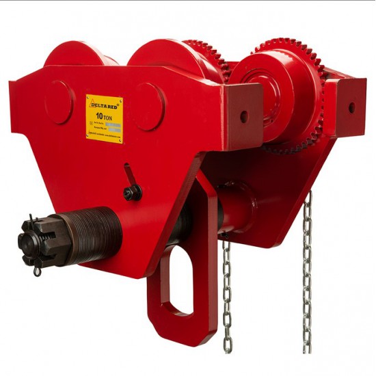 DELTA RED GEARED TROLLEY WITH 2.5M CHAIN DR003710000 - 10.000KG DELTA RED GEARED TROLLEY WITH 2.5M CHAIN DR003710000 - 10.000KG - Kapountalis
