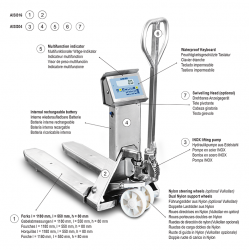 DINI ARGEO SAINLESS STEEL HAND PALLET TRUCK WITH SCALE TPWI PRO SERIES -2000KG DINI ARGEO SAINLESS STEEL HAND PALLET TRUCK WITH SCALE TPWI PRO SERIES -2000KG