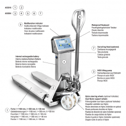 DINI ARGEO SAINLESS STEEL HAND PALLET TRUCK WITH SCALE TPWI PRO SERIES -2000KG DINI ARGEO SAINLESS STEEL HAND PALLET TRUCK WITH SCALE TPWI PRO SERIES -2000KG