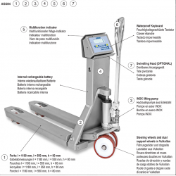 DINI ARGEO STAINLESS STEEL HAND PALLET TRUCK WITH SCALE TPWID ACTIVITY SERIES - 2000KG DINI ARGEO STAINLESS STEEL HAND PALLET TRUCK WITH SCALE TPWID ACTIVITY SERIES - 2000KG