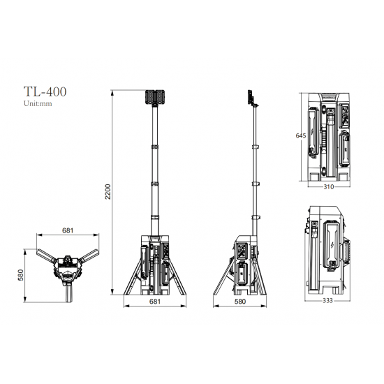 G-Comin TL-400 | Folding light tower up to 1100 m² G-Comin TL-400 | Folding light tower up to 1100 m² - Kapountalis