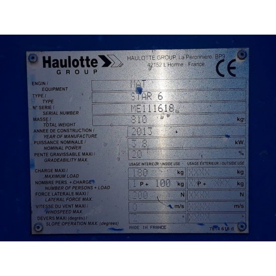USED HAULOTTE STAR 6 WORK PLATFORM 230kg 5.8m (2013) - Kapountalis