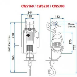 CWS-DKL--230 Wire rope hoist 28m*5mm 230kg 220V CWS-DKL--230 Wire rope hoist 28m*5mm 230kg 220V