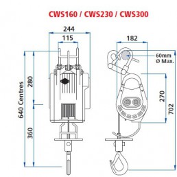 CWS-DKL--500 Wire rope hoist 18m*5mm 500kg 220V