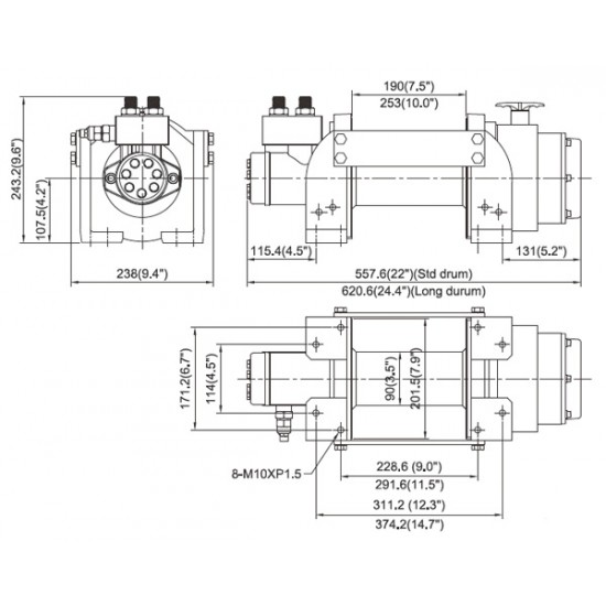 COME UP HV-8 | Hydraulic Worm Gear Winch | 3630 kg COME UP HV-8 | Hydraulic Worm Gear Winch | 3630 kg - Kapountalis