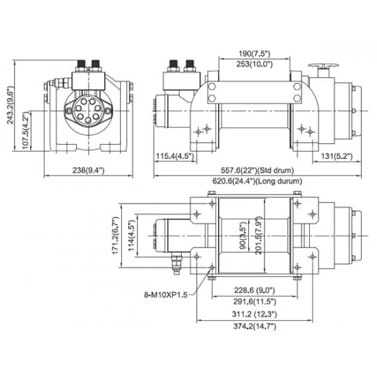 COME UP HV-8 | Hydraulic Worm Gear Winch | 3630 kg - Kapountalis
