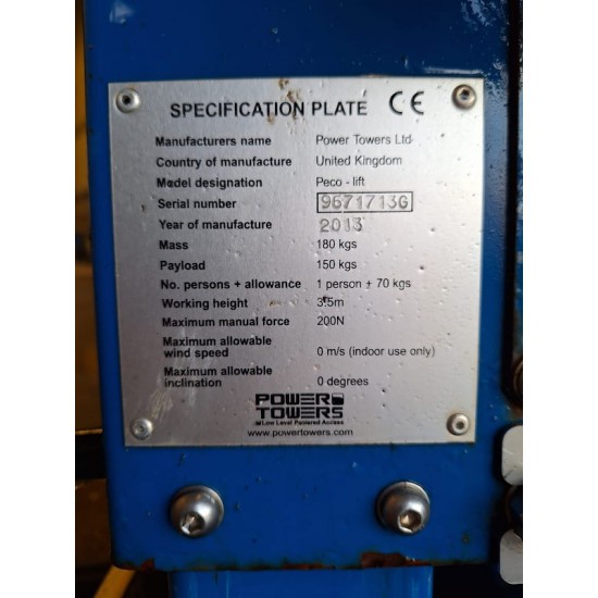 JLG ΜΕΤΑΧΕΙΡΙΣΜΕΝΟ ΑΝΥΨΩΤΙΚΟ ΑΤΟΜΩΝ PECOLIFT (2013) 3.5M 150KG - Kapountalis