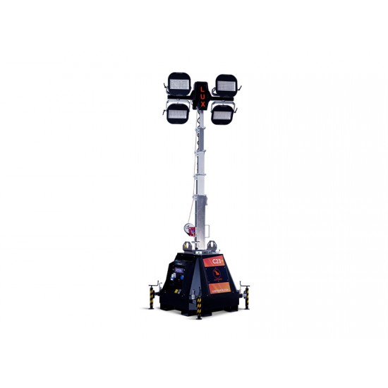 LUXTOWER LUX C23 PLUS | High-power lighting tower up to 9300 m² with plug-in power and manual lift up to 9 m - Kapountalis