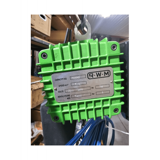 RWM Electric Chain Hoist | 10m 1000kg 380V single speed lightly used RWM Electric Chain Hoist | 10m 1000kg 380V single speed lightly used - Kapountalis