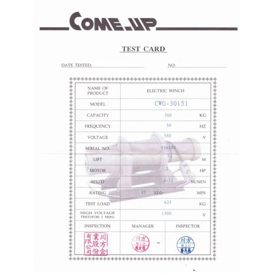 COME UP CWG-30151 | Three-phase wire rope hoist | 500 kg COME UP CWG-30151 | Three-phase wire rope hoist | 500 kg - Kapountalis