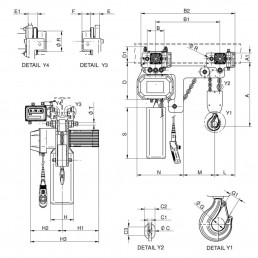 Chain hoist lifting capacity low headroom with electric trolley 3200kg 380V