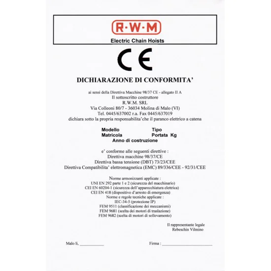 Chain hoist 125kg 220V Chain hoist 125kg 220V - Kapountalis